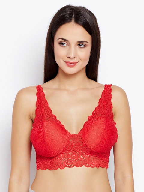 

Golden Girl Red Lace Non-Wired Lightly Padded Bralette Bra Net Bra_Red_30A