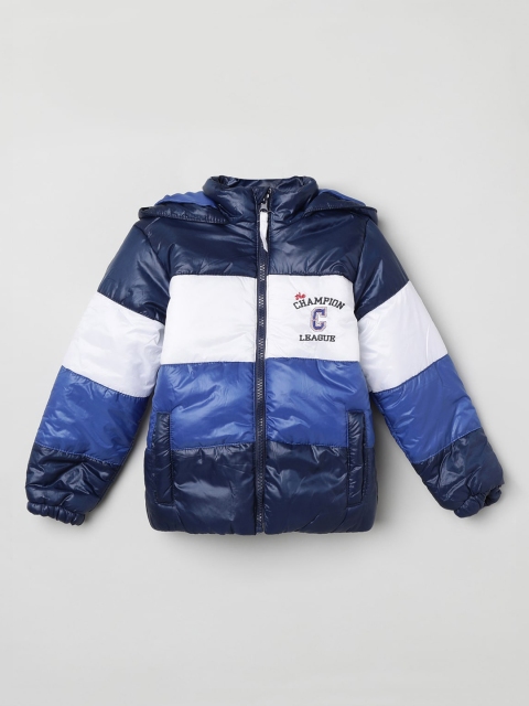 

max Boys Blue Colourblocked Open Front Jacket