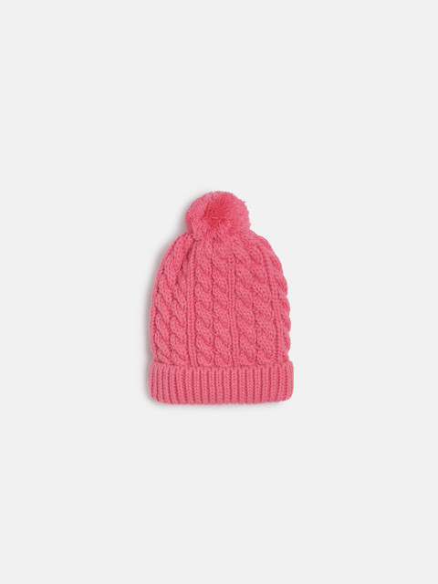 

MINI KLUB Girls Pink Self Design Beanie