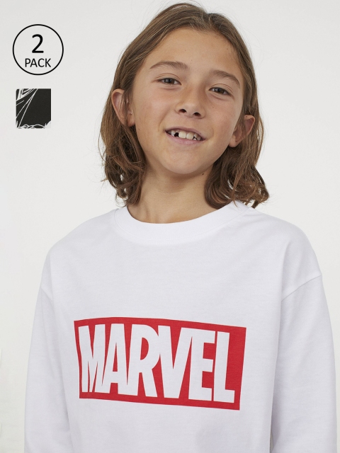 

H&M Boys White & Black 2-Pack Marvel Printed T-shirt