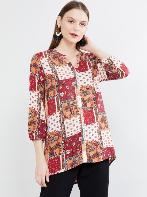 

max Women Maroon & Yellow Printed Tunic