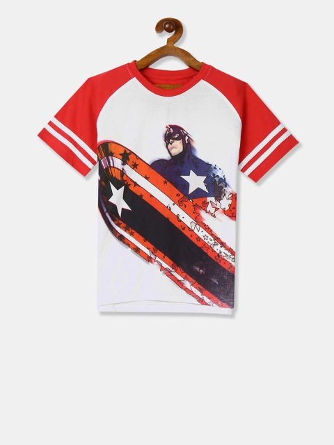 

Colt Boys White Captain America Printed Round Neck T-shirt