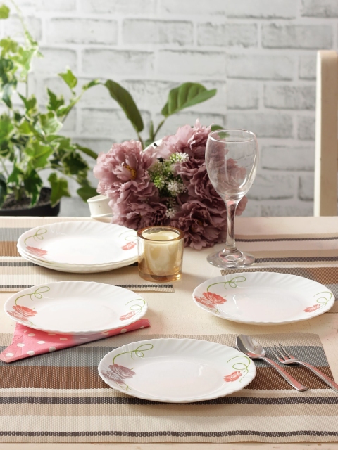 

Laopala Set of 6 Pcs White & Pink Opalware Quarter Plates