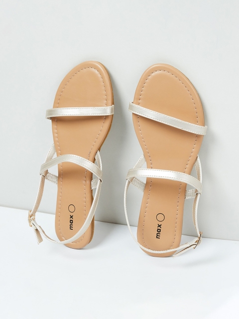 

max Women Beige Solid Open Toe Flats