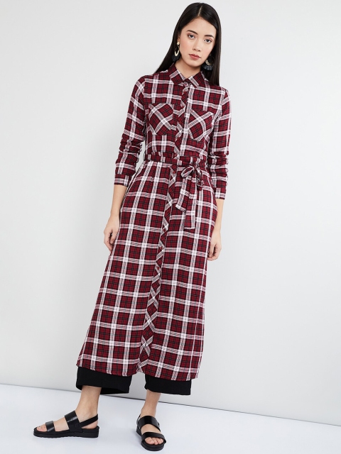 

max Women Red & White Checked Tunic