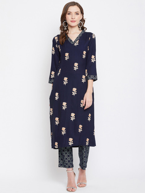 

Prakhya Women Blue & Yellow Printed Kurta with Palazzos