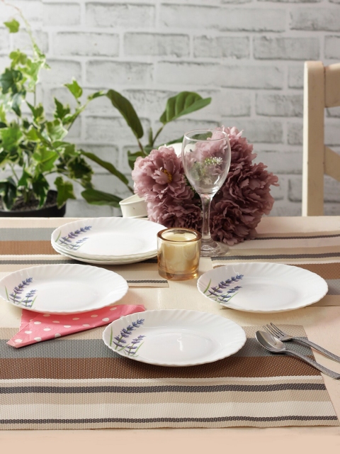 

Laopala English Lavander Set of 6 Pcs Opalware Quarter Plate, White
