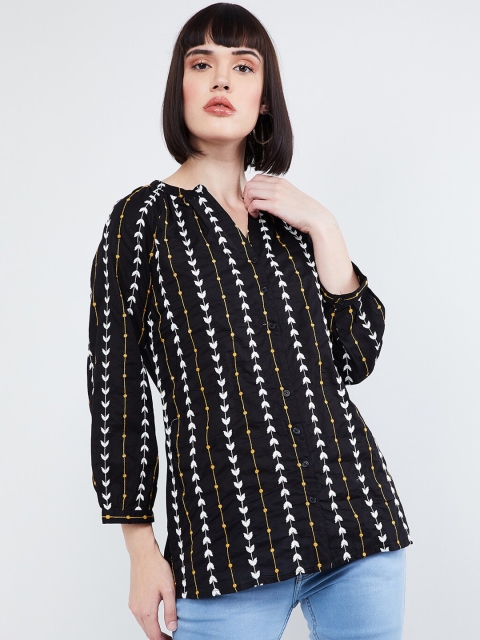 

max Women Black Embroidered Tunic
