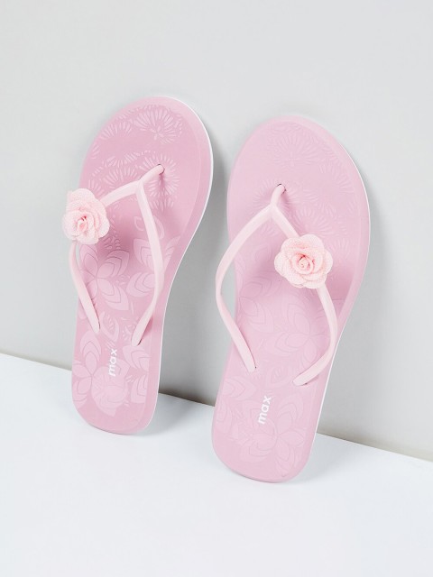 

max Women Pink Embellished Thong Flip-Flops