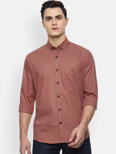 

Louis Philippe Sport Men Orange Slim Fit Checked Casual Shirt