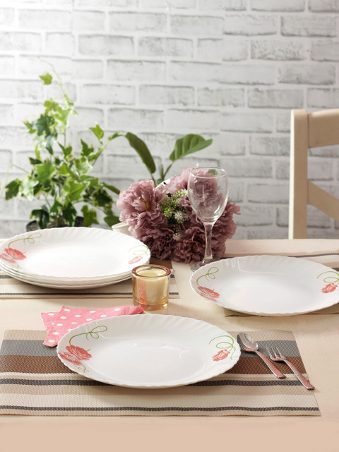 

Laopala White 6 Pieces Dainty Swrils Opalware Full Plate