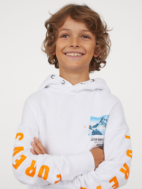 

H&M Boys White Printed Hoodie