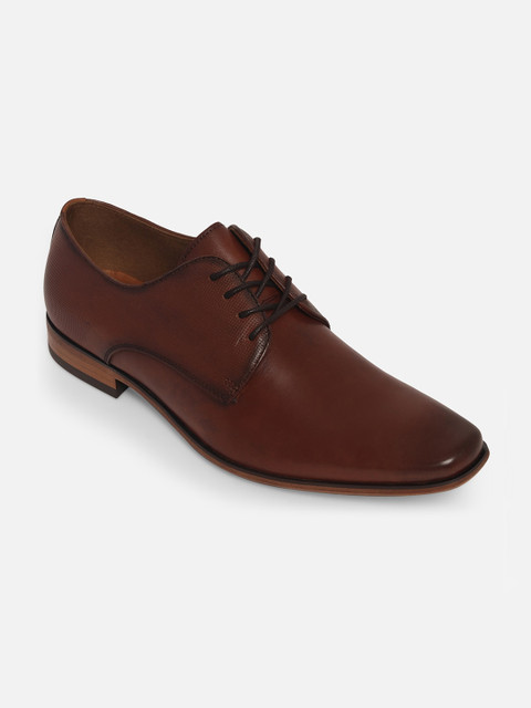 

ALDO Men Brown Solid Leather Formal Derbys