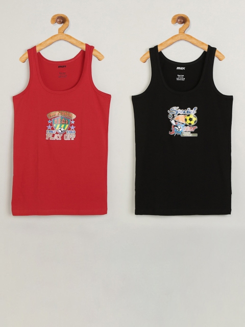 

max Boys Pack Of 2 Printed Basic Innerwear Vests W18FIN05MULTI, Red