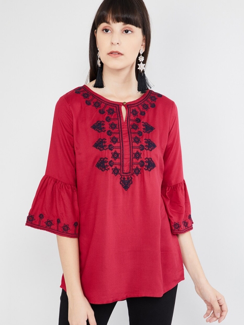 

max Maroon Embroidered Tunic