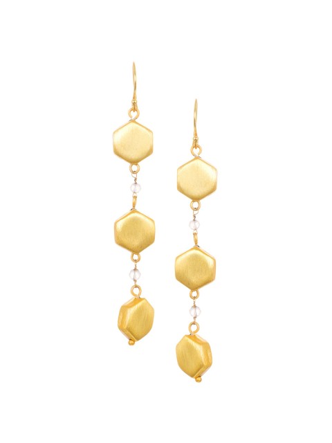 

INDYA Gold-Plated Geometric Drop Earrings