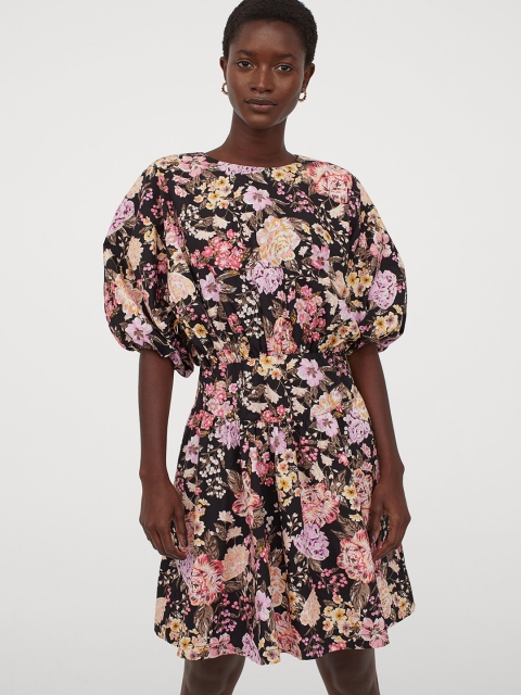 

H&M Women Multicoloured Floral Print Cotton Dress, Multi