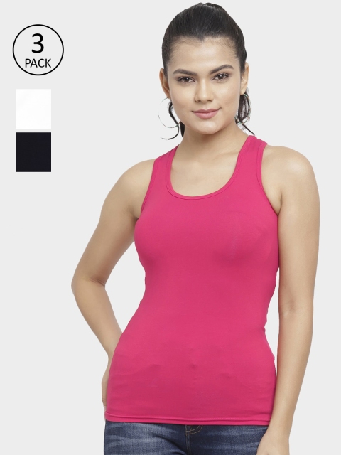 

N-Gal Women Pack of 3 Solid Round Neck T-shirts, Pink