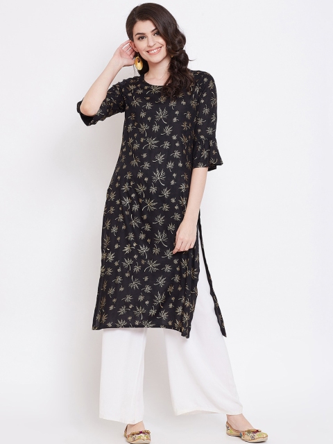 

Desi Rang Women Black Printed Straight Kurta
