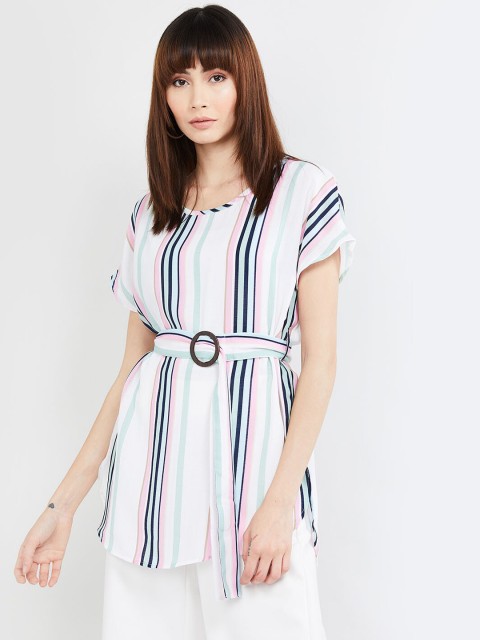 

max Women Off-White & Pink Striped Tunic