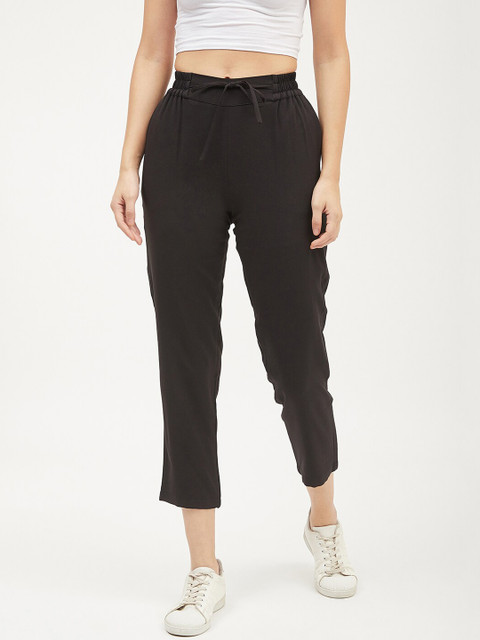 

Harpa Women Black Smart Regular Fit Solid Regular Trousers