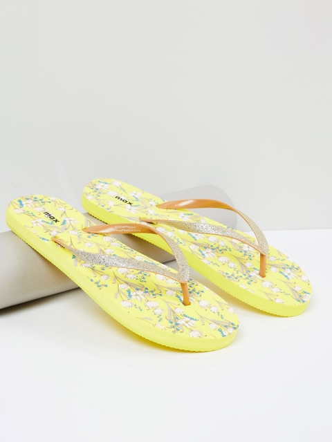 

max Women Yellow Printed Thong Flip-Flops