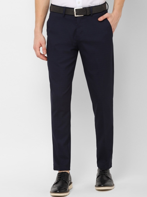 

Solly Sport Men Navy Blue Slim Fit Checked Formal Trousers