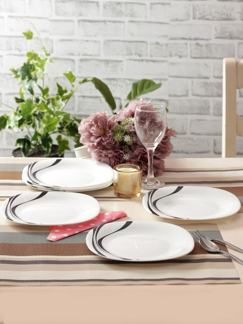 

Laopala Midnight Black Set of 6 Pcs Opalware Quarter Plate, White