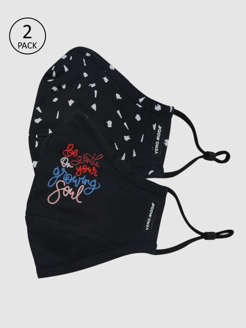 

Vero Moda Pack of 2 Text Print 3PLY Anti-Bacterial Mask, Navy blue