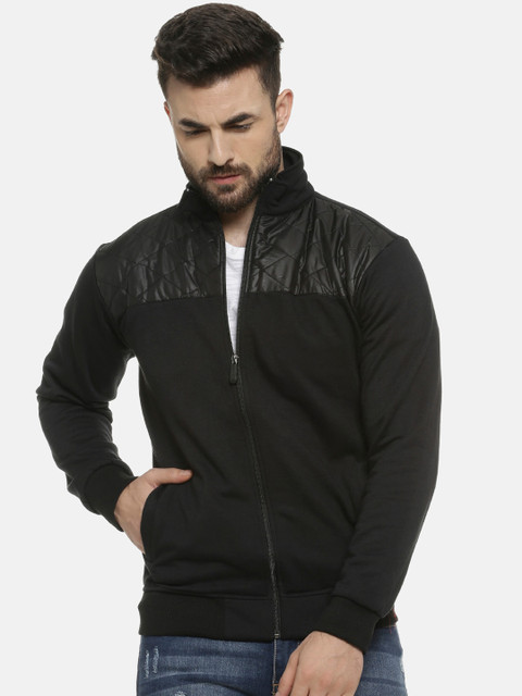 

Campus Sutra Men Black Colourblocked Windcheater Bomber Jacket