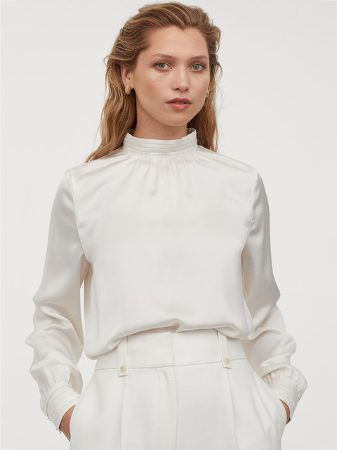 

H&M Women Off White Satin Blouse