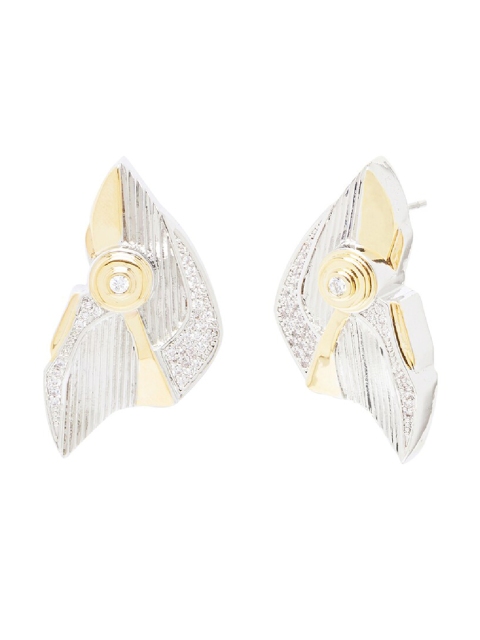 

shaze Silver-Toned & Gold-Toned Contemporary Drop Earrings