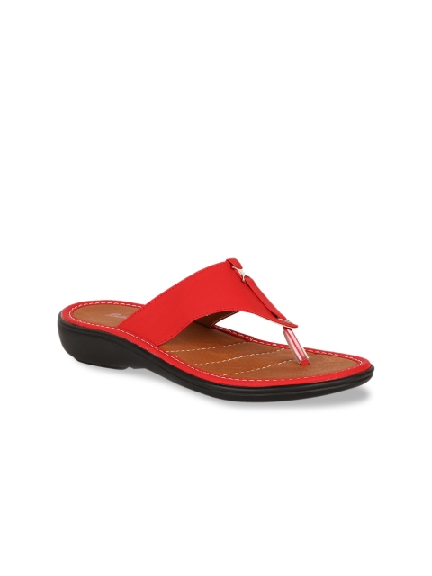 

Bata Women Red Solid Open Toe Flats