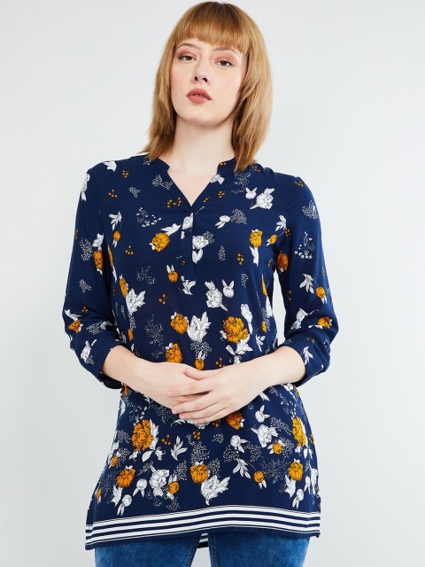 

max Women Blue & White Printed Tunic