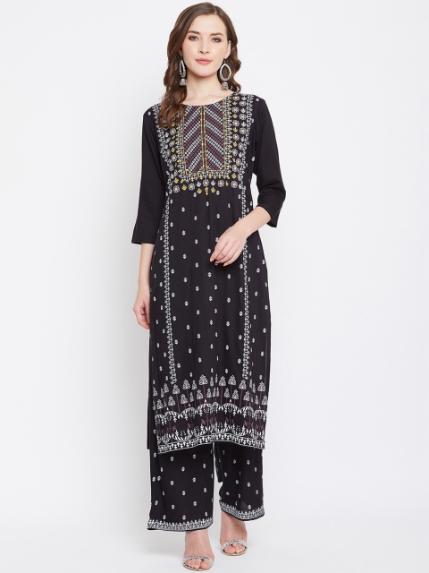 

Prakhya Women Black & White Printed Kurti with Palazzos