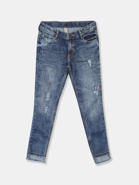

Cherokee Girls Blue Slim Fit Mid-Rise Mildly Distressed Jeans
