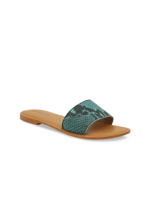 

London Rag Women Teal Blue & Black Textured Open Toe Flats