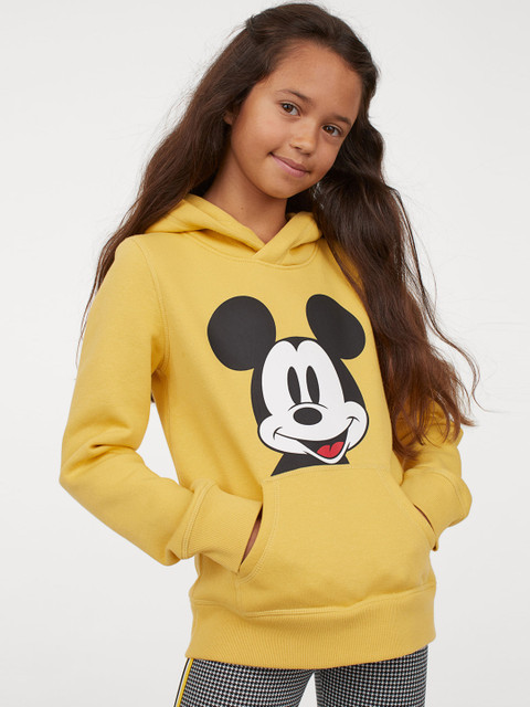 

H&M Girls Yellow Mickey Mouse Printed Hoodie