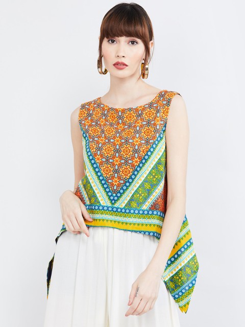 

max Women Mustard Yellow Printed Top