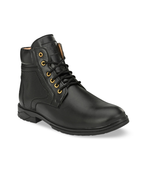 

AfroJack Men Black Solid Synthetic Leather High-Top Trekking Shoes