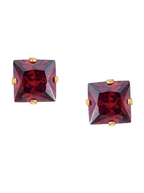 Silvermerc Designs Red & Gold-Plated Square Studs