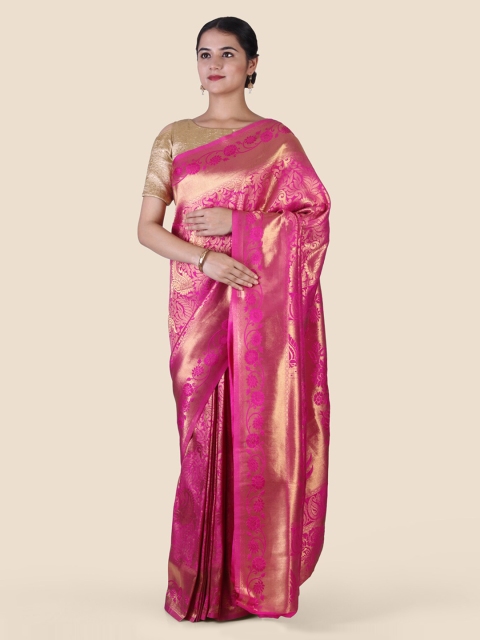 

Hastakala Pink & Gold-Coloured Silk Blend Brocade Handloom Saree