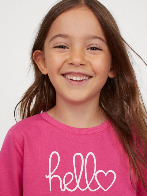 

H&M Girls Pink Printed Sweatshirt