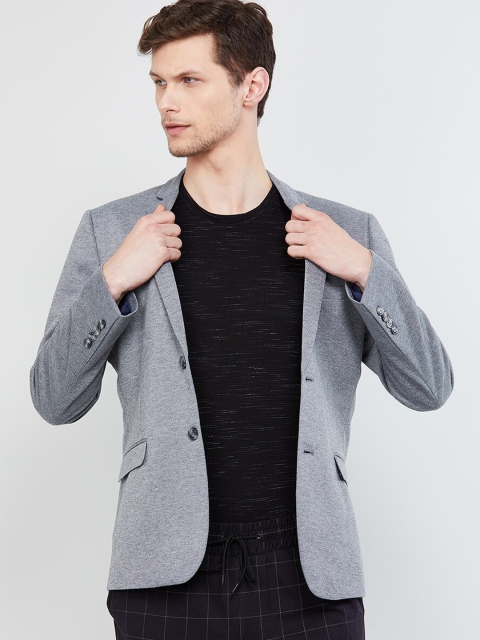 

max Men Grey Melange Solid Blazers
