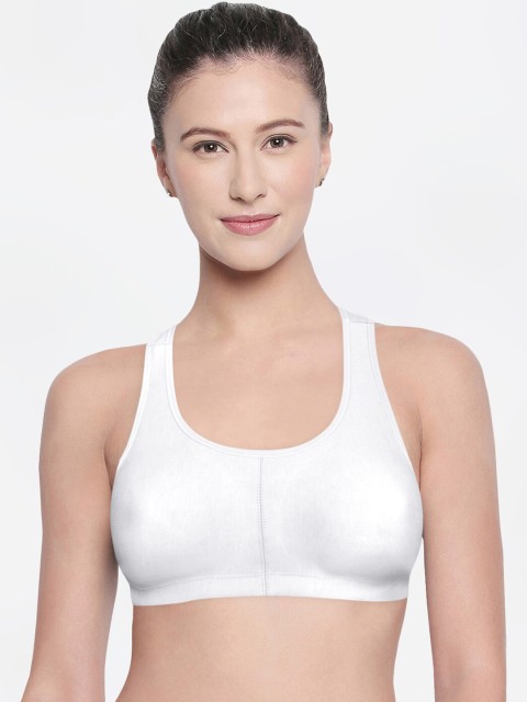 

Bodycare White Solid Non-Wired Non Padded Workout Bra 1612WW