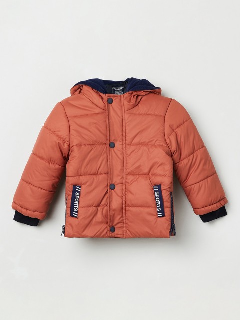 

max Boys Orange Solid Quilted Jacket