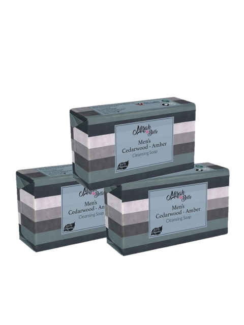 

Mirah Belle Men Pack Of 3 Cedarwood & Amber Soap, Black