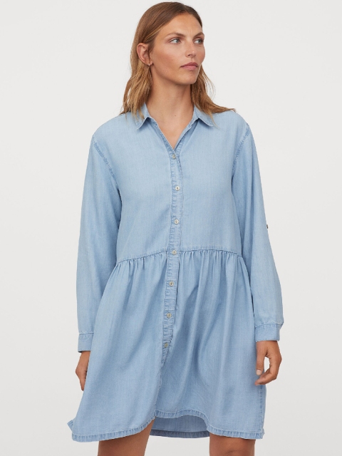 

H&M Women Blue Lyocell Shirt Dress