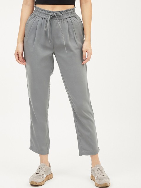 

Harpa Women Grey Smart Regular Fit Solid Peg Trousers
