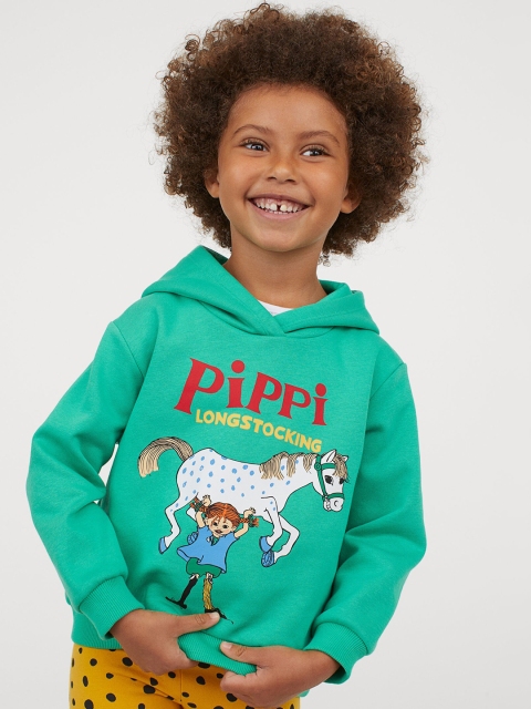 

H&M Boys Green Printed Hoodie